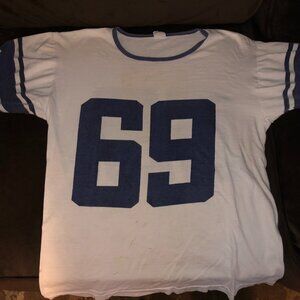 Vintage Distressed Football Jersey T-Shirt No. 69